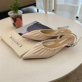 Pointy-toe Shirred Sling-back Pumps