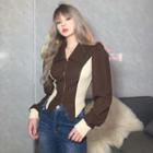 Long-sleeve Collared Zip Fitted Top