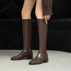 Low-heel Faux Leather Tall Boots