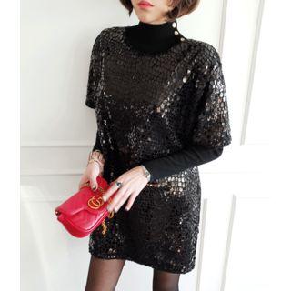 Round-neck Textured Minidress