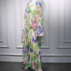Flower Print Ruffle Long-sleeve Maxi Shift Dress