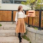 Corduroy Box-pleat Midi Skirt