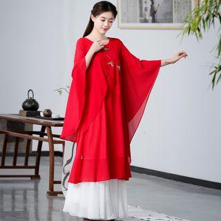 Embroidered 3/4-sleeve Midi Dress / Maxi Skirt
