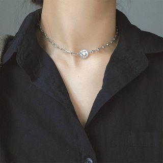 925 Sterling Silver Smiley Choker 925 Silver - Silver - One Size