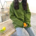 Plain Fleece Loose-fit Hooded Pullover