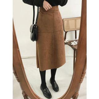 Faux-suede Midi Flare Skirt