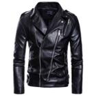 Side Zip Faux Leather Biker Jacket