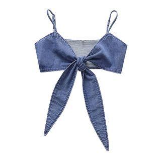 Knot Denim Cropped Camisole Top