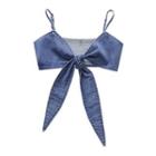 Knot Denim Cropped Camisole Top