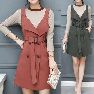 Set: Long-sleeve Top + Jumper A-line Dress