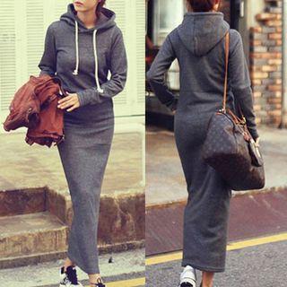 Fleece-lined Maxi Hoodie Dress