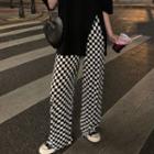 Checkerboard Pattern Wide-leg Pants Checkerboard - One Size