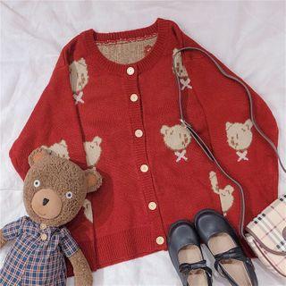 Bear Jacquard Cardigan