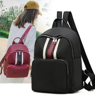 Striped Paneled Nylon Backpack