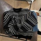 Geometric Oversized Sweater Black - One Size