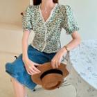 V-neck Floral Ruffle Top
