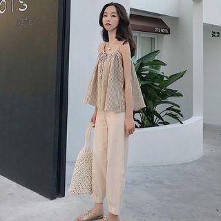 Pinstriped Strappy Top / Harem Pants