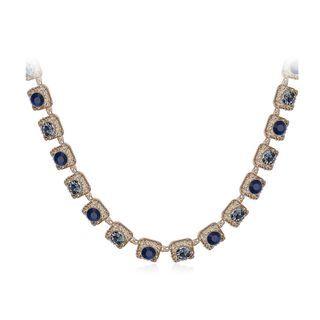 Fashion Elegant Plated Rose Gold Geometric Square Necklace With Blue Cubic Zircon Rose Gold - One Size
