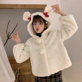Rabbit Ear Fluffy Hooded Jacket