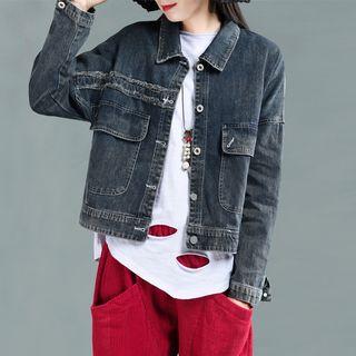 Crop Denim Jacket Denim Blue - One Size