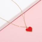 Alloy Heart Pendant Necklace Red - One Size