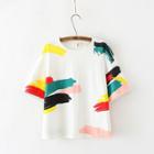 Painterly Print Cropped T-shirt