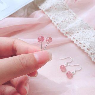 Faux-crystal Stud Earring 1 Pair - Pink - One Size