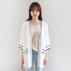 Contrast-trim Dual-pocket Cardigan