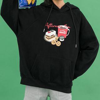 Print Long Sleeve Fleece-lined Hoodie