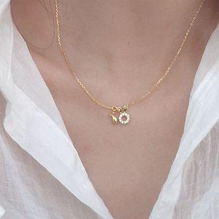 925 Sterling Silver Rhinestone Rabbit Pendant Necklace As Shown In Figure - One Size