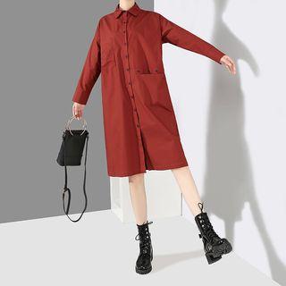 Pocket Detail Shirt Dress Black - One Size