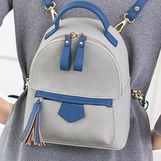 Faux-leather Tassel Panel Backpack