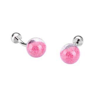 Simple Fashion Geometric Pink Starry Sky Round Cufflinks Silver - One Size