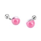 Simple Fashion Geometric Pink Starry Sky Round Cufflinks Silver - One Size