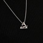 Couple Matching Triangle Necklace Silver - One Size
