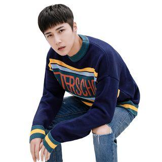Letter Colour Block Long-sleeve Top