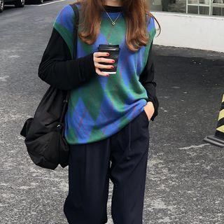 Argyle Print Knit Vest