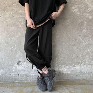 Buckle Strap Cropped Harem Pants