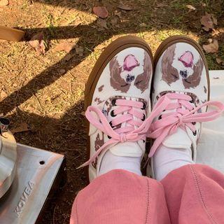 Dog Print Lace Up Shoes