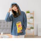 Buttoned Denim Hoodie
