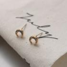 Rhinestone Moon Earring 1 Pair - 925 Silver Earrings - Gold - One Size