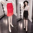 Mesh Panel Sheath Skirt