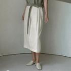 Pleated Textured Long Skirt