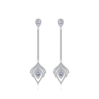 Simple And Fashion Geometric Tassel Earrings With Cubic Zirconia Silver - One Size