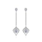 Simple And Fashion Geometric Tassel Earrings With Cubic Zirconia Silver - One Size