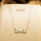 Rhinestone Love Necklace Silver - One Size