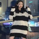 Distressed Striped Oversize Sweater