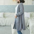Scallop-edge Open-front Long Cardigan