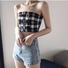 Plaid Buckled Tube Top