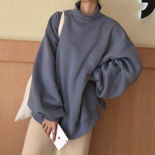 Mock-turtleneck Pullover Blue - One Size